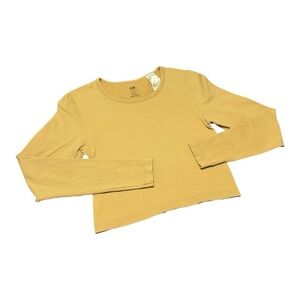 H&M Sport Cropped Top Beige Medium Bodycon Dance Gym Athleisure Sporty Crop